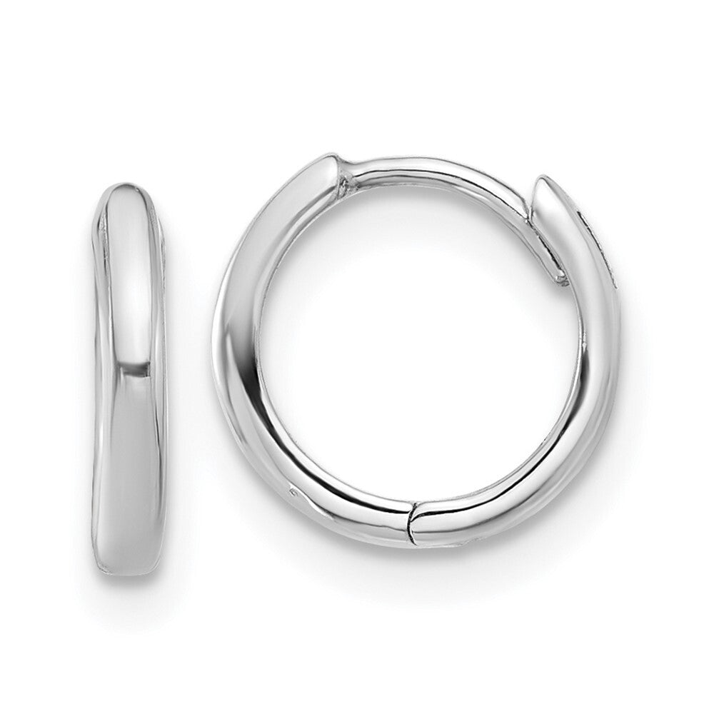14K White Gold Hinged Hoop Earrings Gift for Women