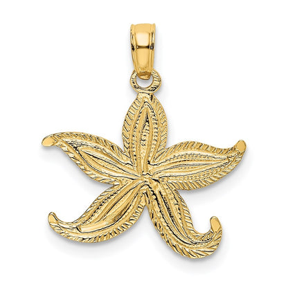 14k Yellow Gold Flat Starfish Charm Pendant