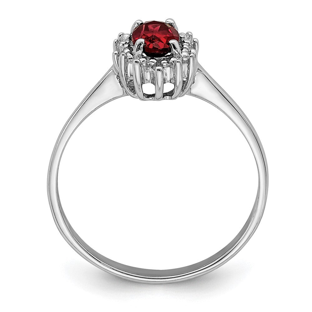 Sterling Silver Rhodium-plated Garnet Diamond Ring Size 8