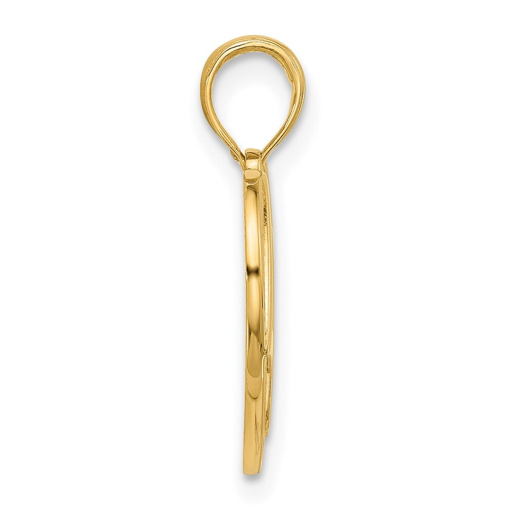 14k Yellow Gold Polished Fancy Love Heart Charm Pendant for Women