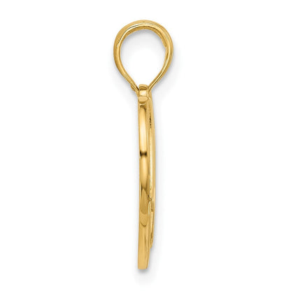 14k Yellow Gold Polished Fancy Love Heart Charm Pendant for Women