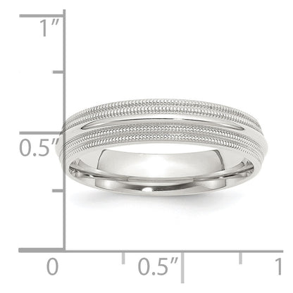 Sterling Silver 5mm Comfort Fit Double Milgrain Size 5 Band