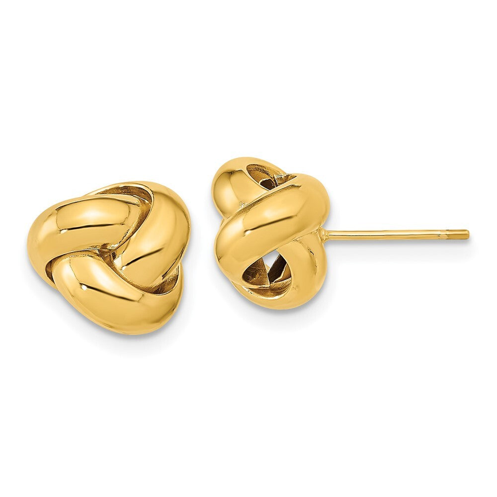 14k Yellow Gold Polished Love Knot Stud Earrings Gift for Women