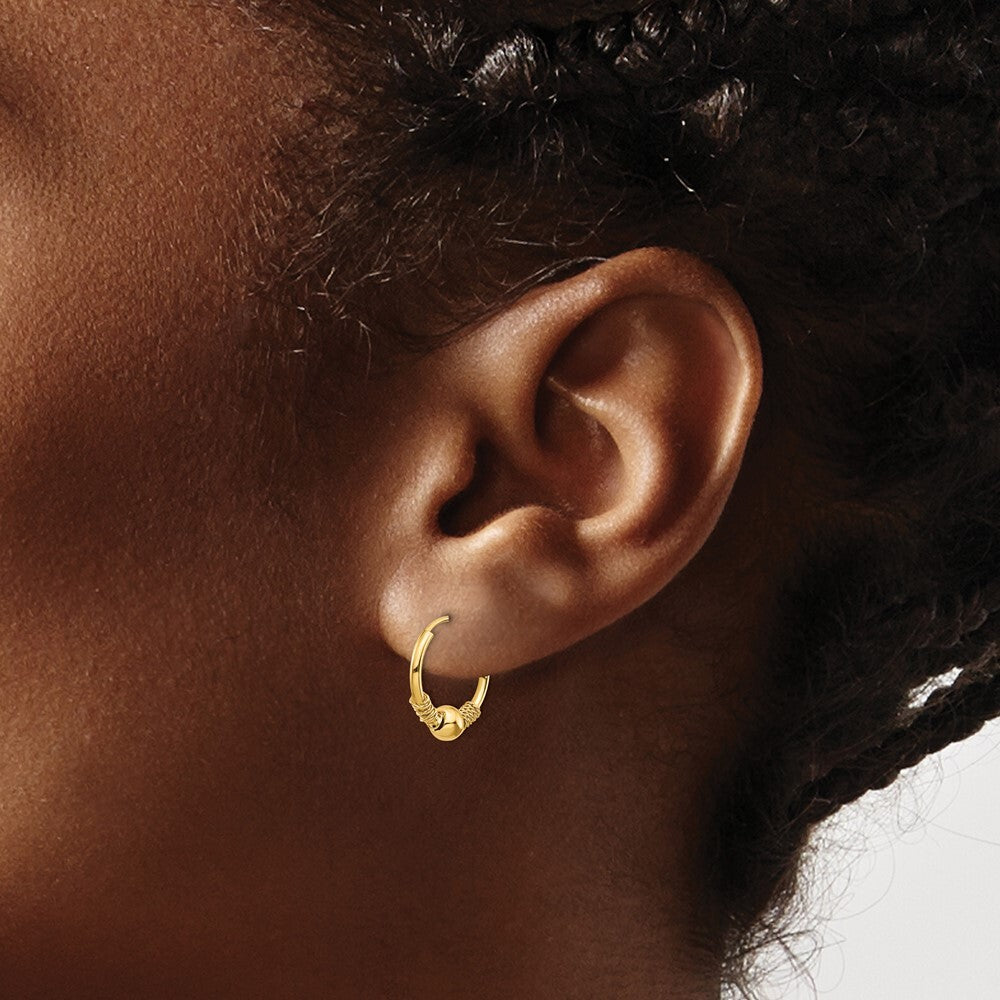 14k Yellow Gold Endless Hoop Bead Earrings Gift for Women