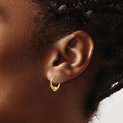 14k Yellow Gold Endless Hoop Bead Earrings Gift for Women