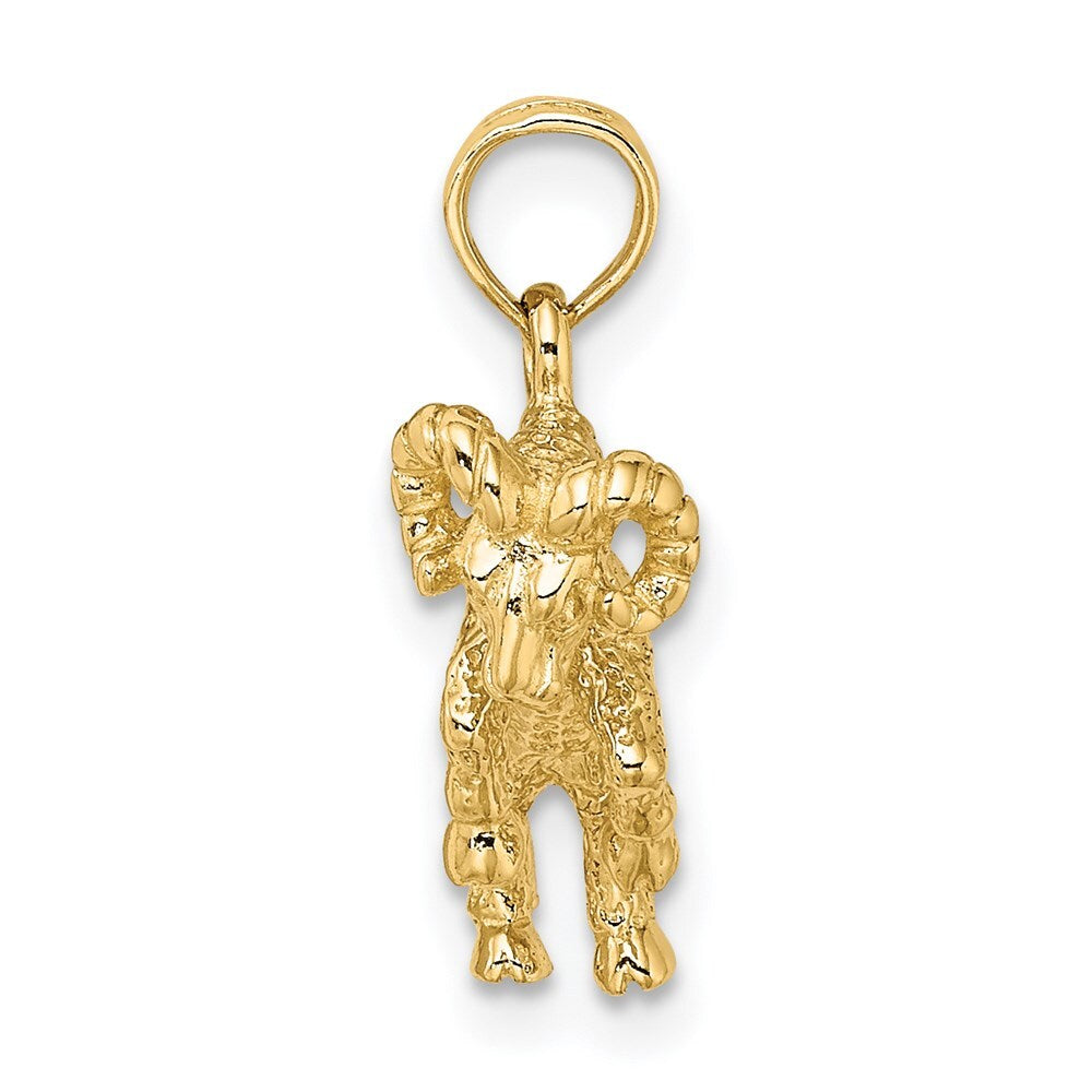 14k Yellow Gold 3-D Aries Zodiac Charm Pendant for Women