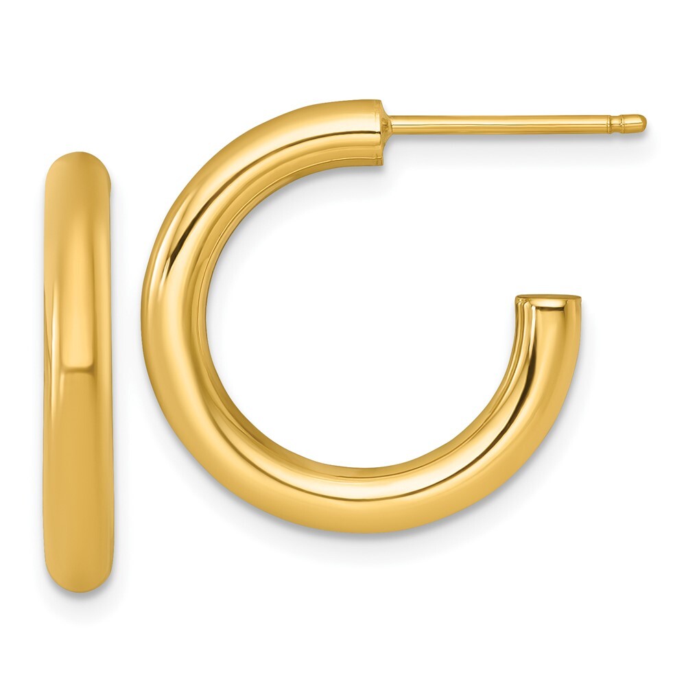 14k Yellow Gold Polished 3.0 x 20mm Tube C-Hoop Earrings Gift for Women