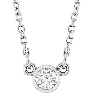 14k White Gold Stuller Lab-Grown Moissanite Solitaire 18" Necklace