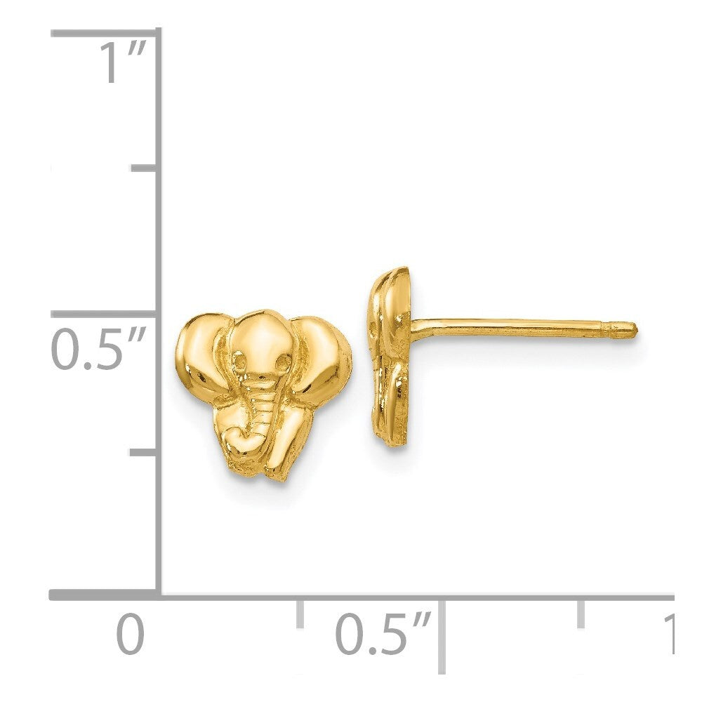 14k Yellow Gold Elephant Stud Earrings Gift for Women