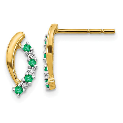 14k Yellow Gold Diamond and Emerald Drop & Dangle Earrings
