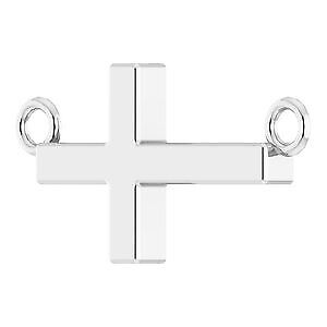 14k White Gold 12x5.9 mm Sideways Cross 16-Pendant Necklace 18"