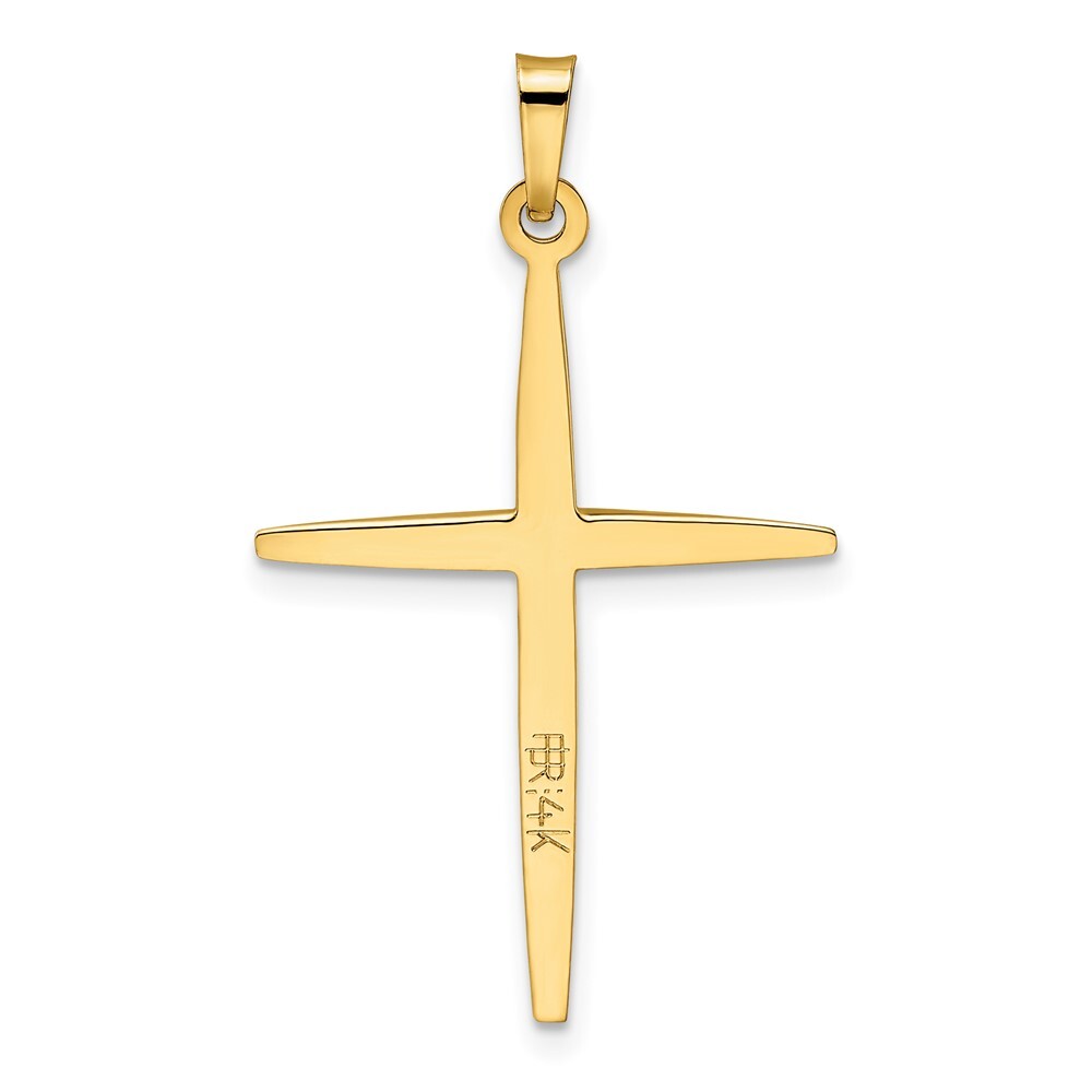 14k Two-tone Gold Polished Solid Double Cross Pendant for Women