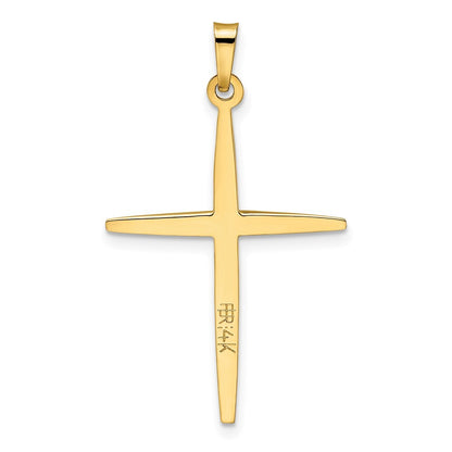 14k Two-tone Gold Polished Solid Double Cross Pendant for Women