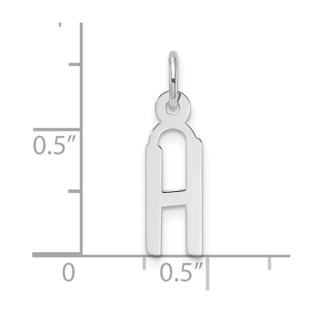 14k White Gold Slanted Block Letter H Initial Charm Pendant for Women