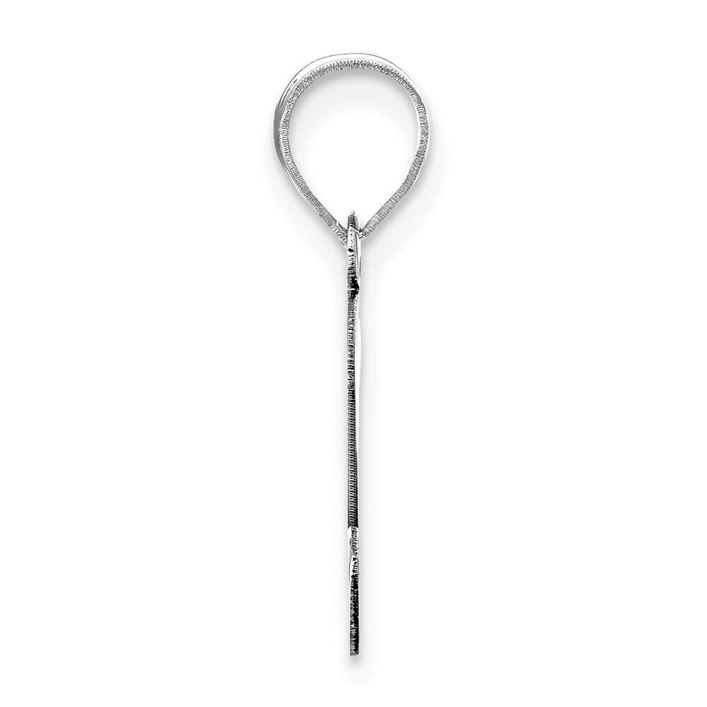 14k White Gold Polished Script Letter S Initial Pendant for Women