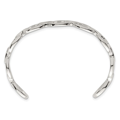 Sterling Silver Polished Anchor / Mariner Link Cuff Bangle