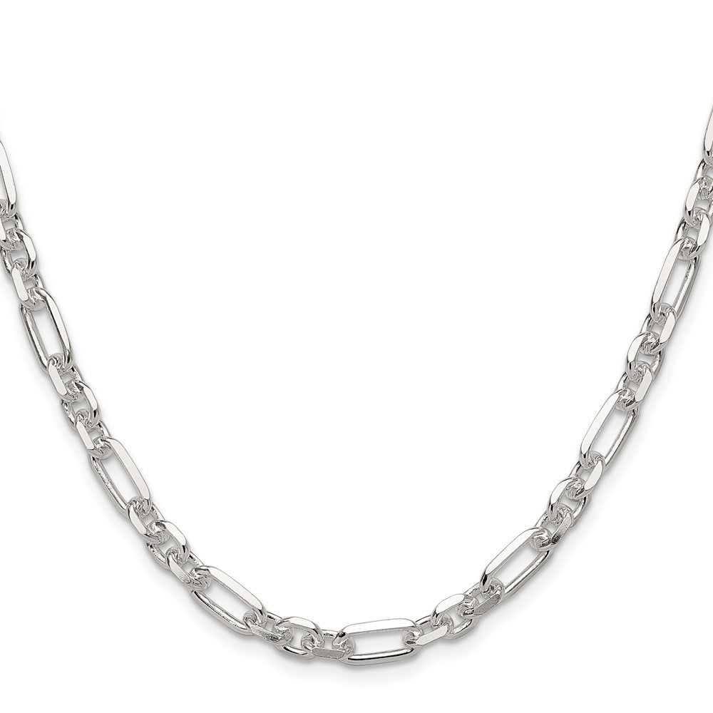 Sterling Silver Diamond-Cut 6mm 3 Short Plus 1 Long Cable Link Chain Necklace