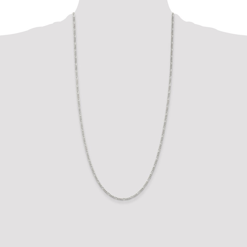Sterling Silver Rhodium-plated 2.25mm Figaro Chain