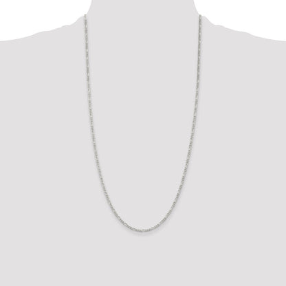 Sterling Silver Rhodium-plated 2.25mm Figaro Chain