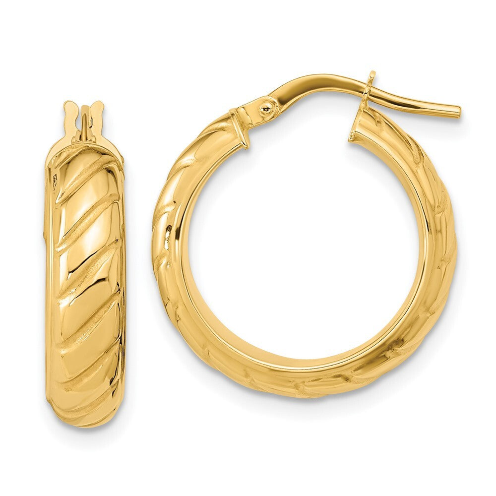 14k Yellow Gold Polished Fancy Hoops Gift for Women