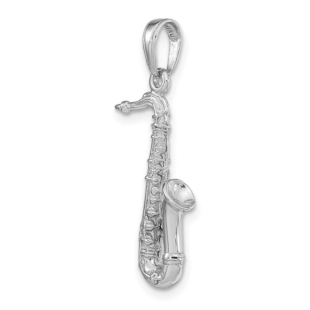 14k White Gold Solid Polished 3-D Saxophone Charm Pendant for Women