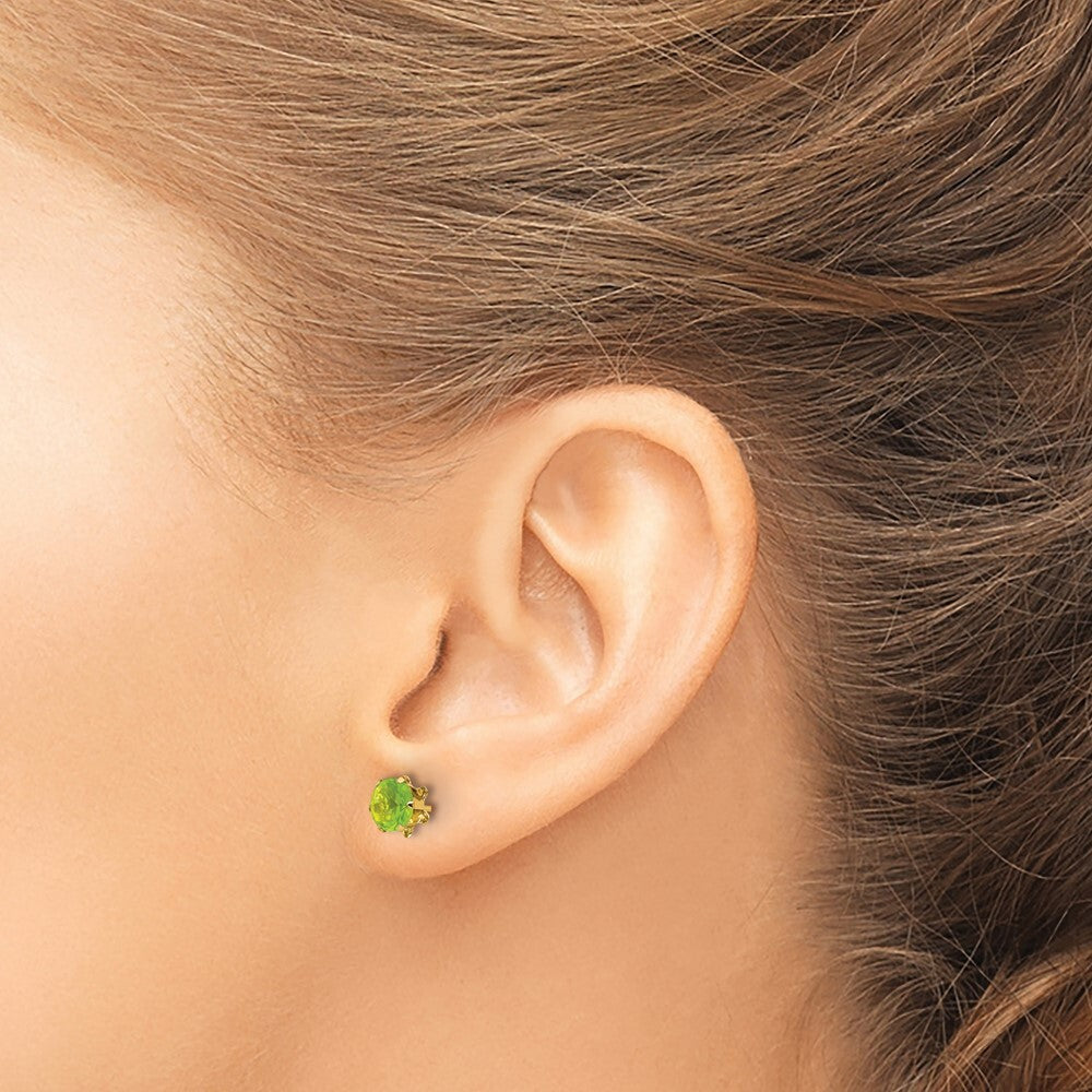 14k Yellow Gold 5mm Cubic Zirconia Birthstone(Aug) Stud Earrings Gift for Women