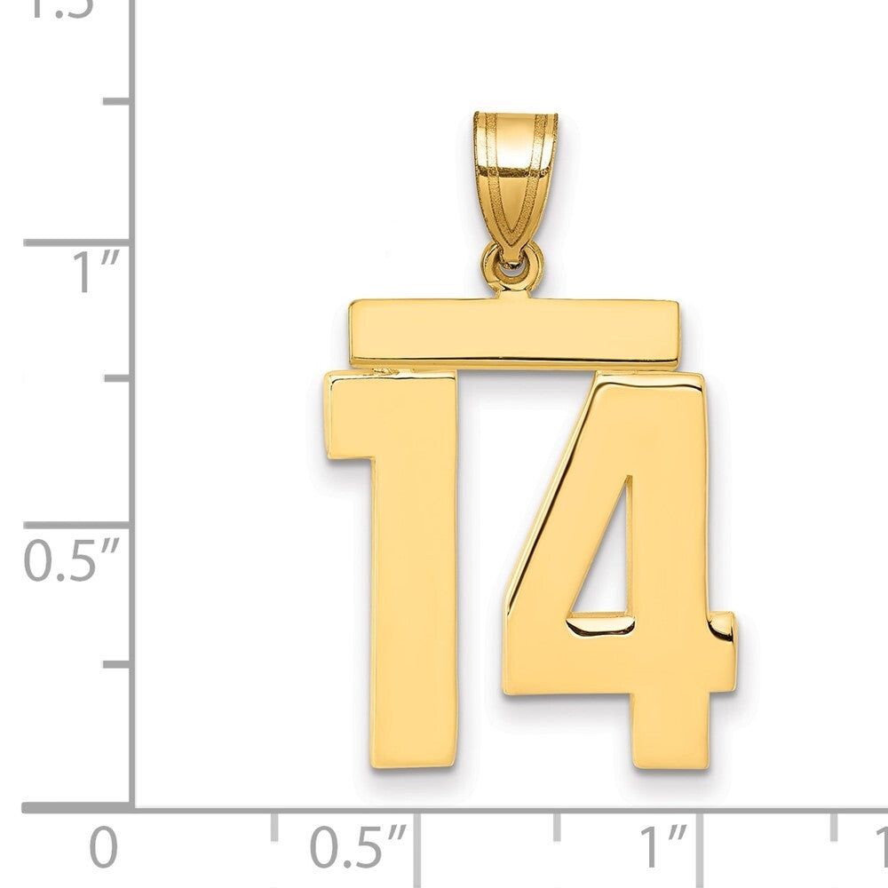 14k Yellow Gold Large Polished Number 14 Charm Pendant for Women