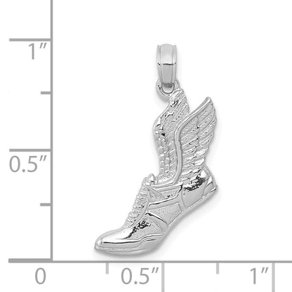 14k White Gold Polished Running Shoe Pendant for Women