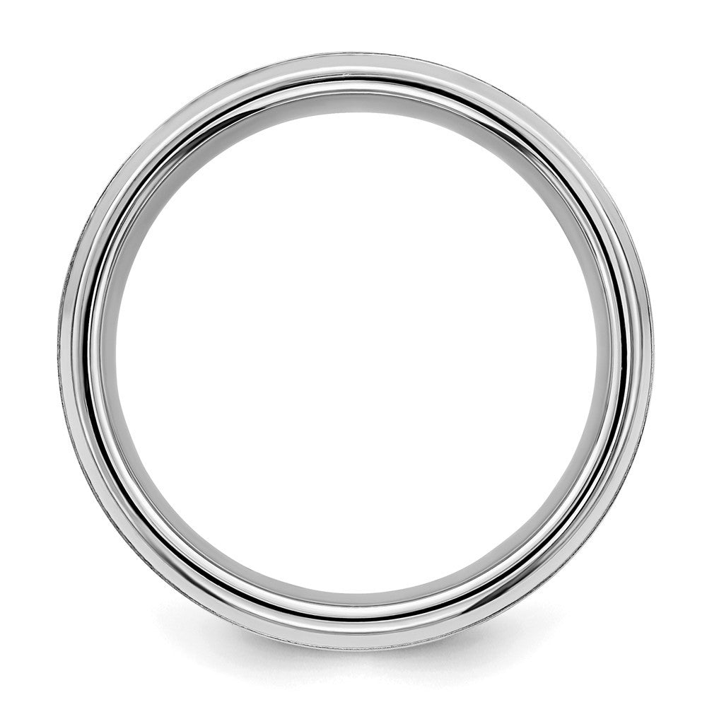 Sterling Silver Rhodium-plated 8mm Brushed Fancy Band Ring Size 8.5