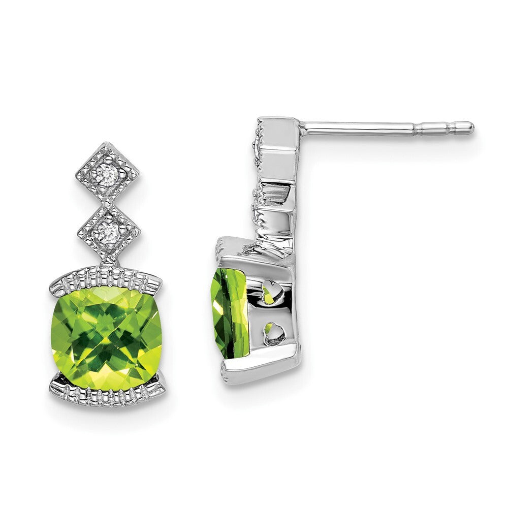 14k White Gold Peridot and Diamond Drop & Dangle Earrings