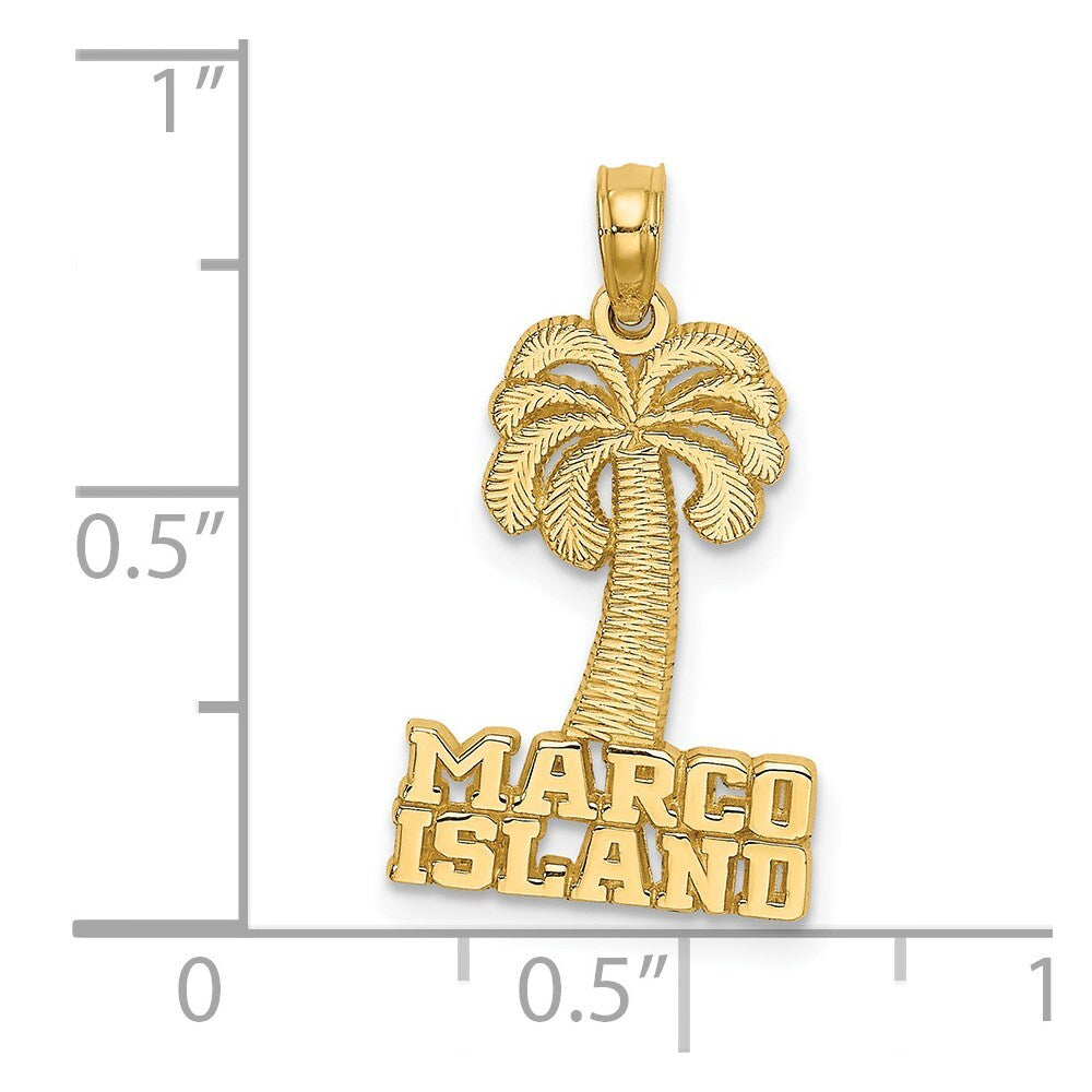 14k Yellow Gold MARCO ISLAND Palm Tree Charm Pendant for Women