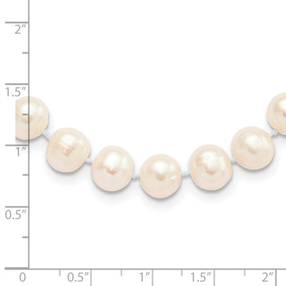 Sterling Silver Rhodium-plated 8-9mm White Cultured Pearl Necklace 18"