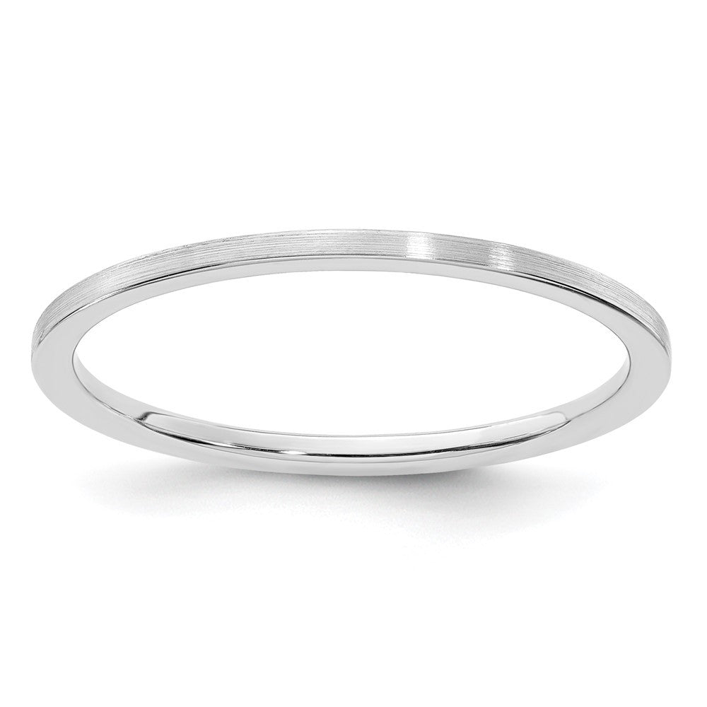 14K White Gold 1.2mm Flat Satin Stackable Band Ring Size 6.5