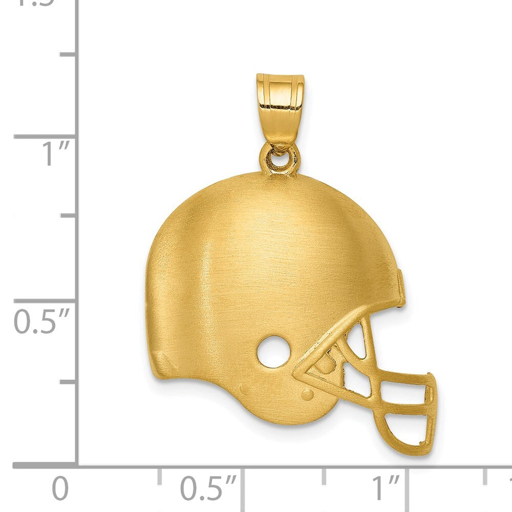 14k Yellow Gold Brushed Football Helmet Pendant for Women