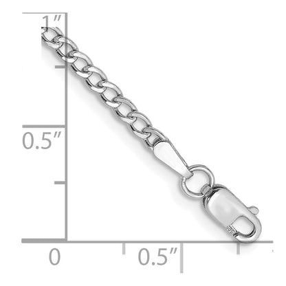 14k White Gold 2.5mm Semi-Solid Curb Link Chain Bracelet