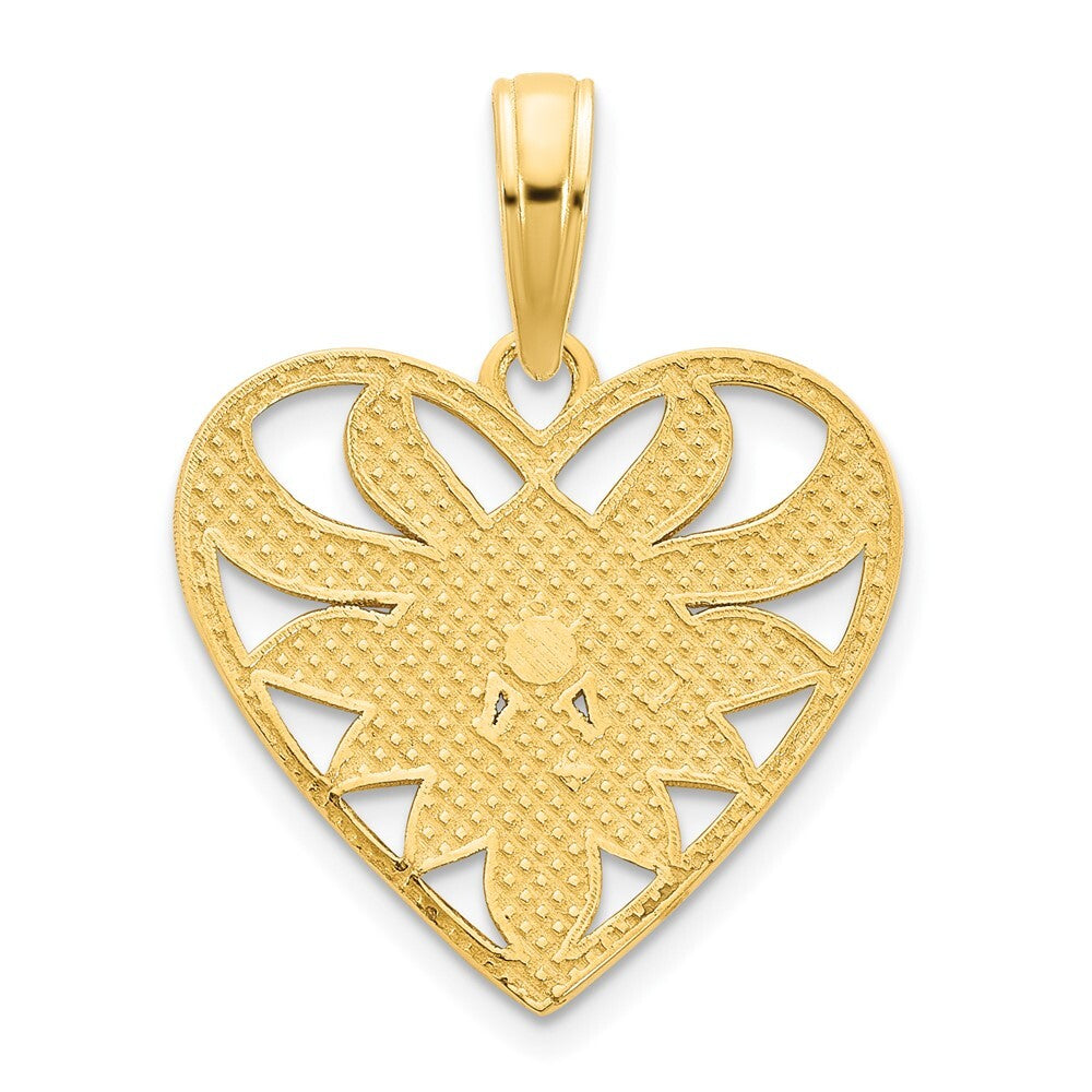 14k Yellow Gold Fancy Heart Pendant for Women