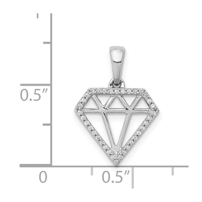 14k White Gold Diamond Gemstone-shape Pendant for Women