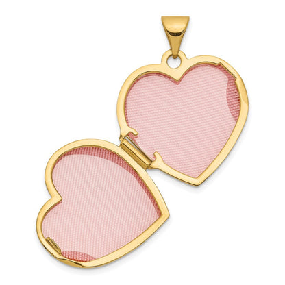14k Yellow Gold 18mm Polished Heart-Shaped Floral Locket Pendant for Women