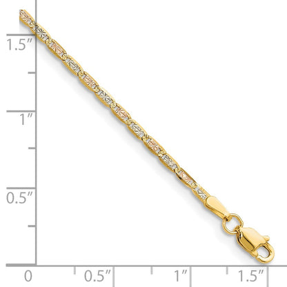 14k 2.0mm Tri-color Gold Valentino Chain Bracelet