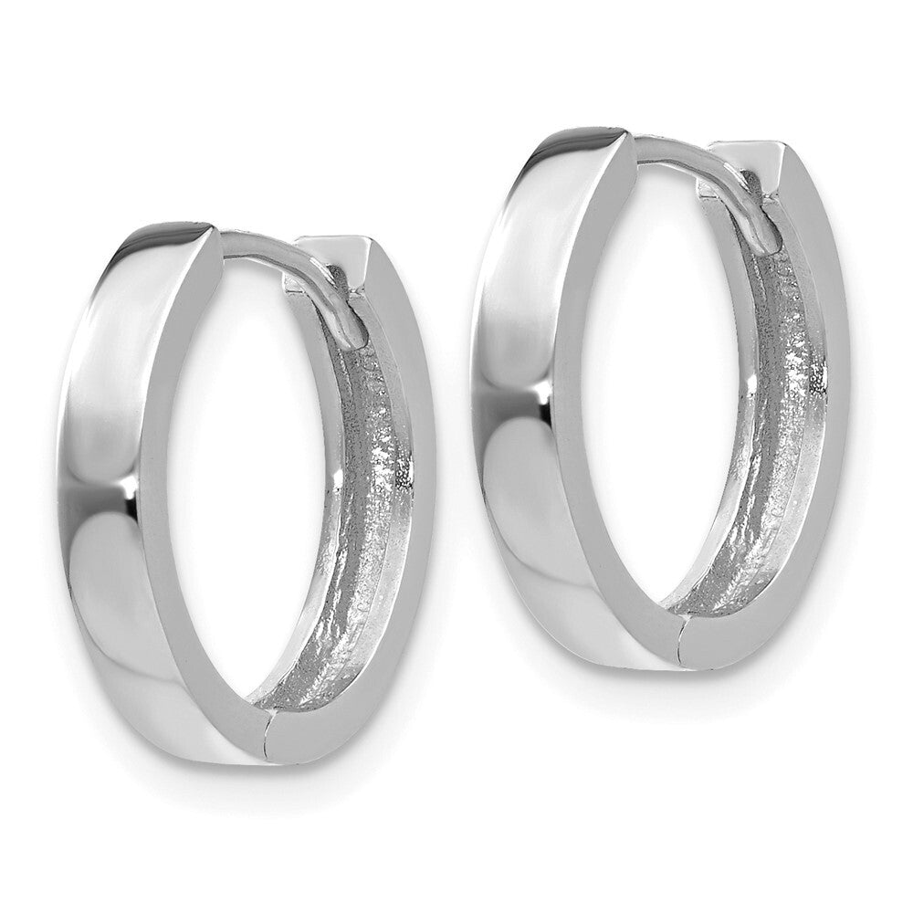 14k White Gold Round Hinged Hoop Earrings Gift for Women