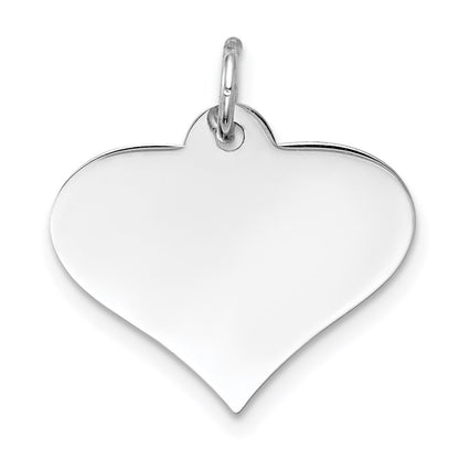 14k White Gold Plain .018 Gauge Engraveable Heart Disc Charm