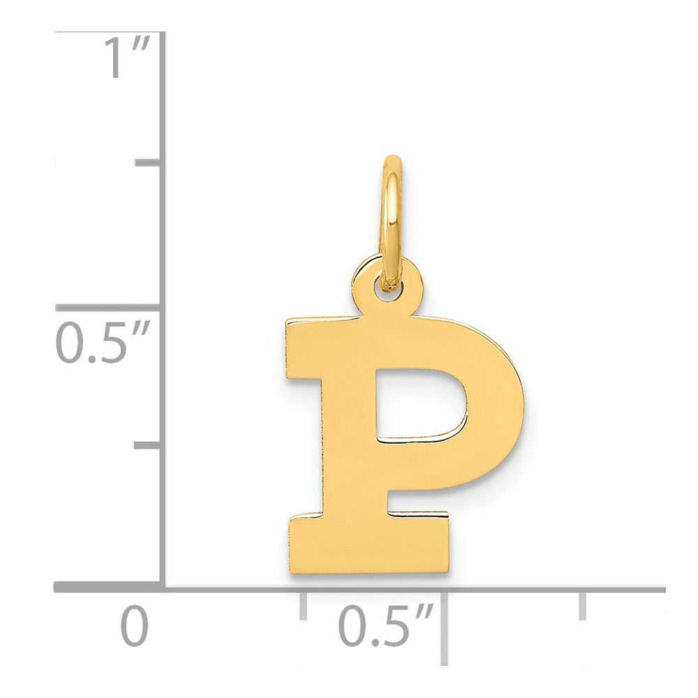 14k Yellow Gold Small Block Letter P Initial Charm Pendant for Women