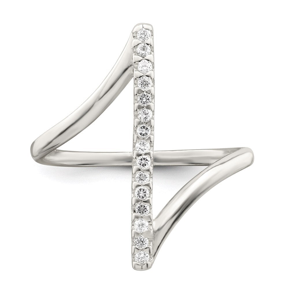 Sterling Silver Cubic Zirconia Bar Ring Size 8