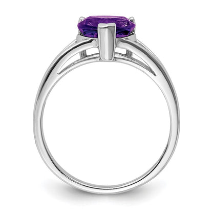 Sterling Silver Rhodium Amethyst Ring