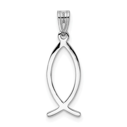 14k White Gold Ichthus Fish Pendant for Women