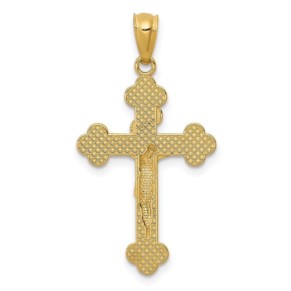 14k Yellow Gold  Polished INRI Medium Crucifix Pendant