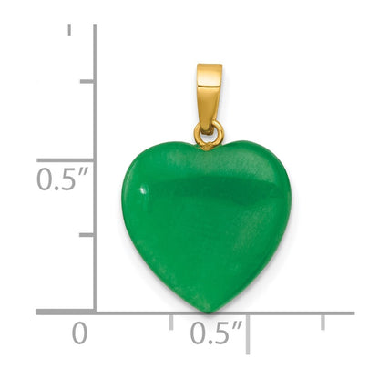 14k Yellow Gold Polished Jade Heart Pendant for Women