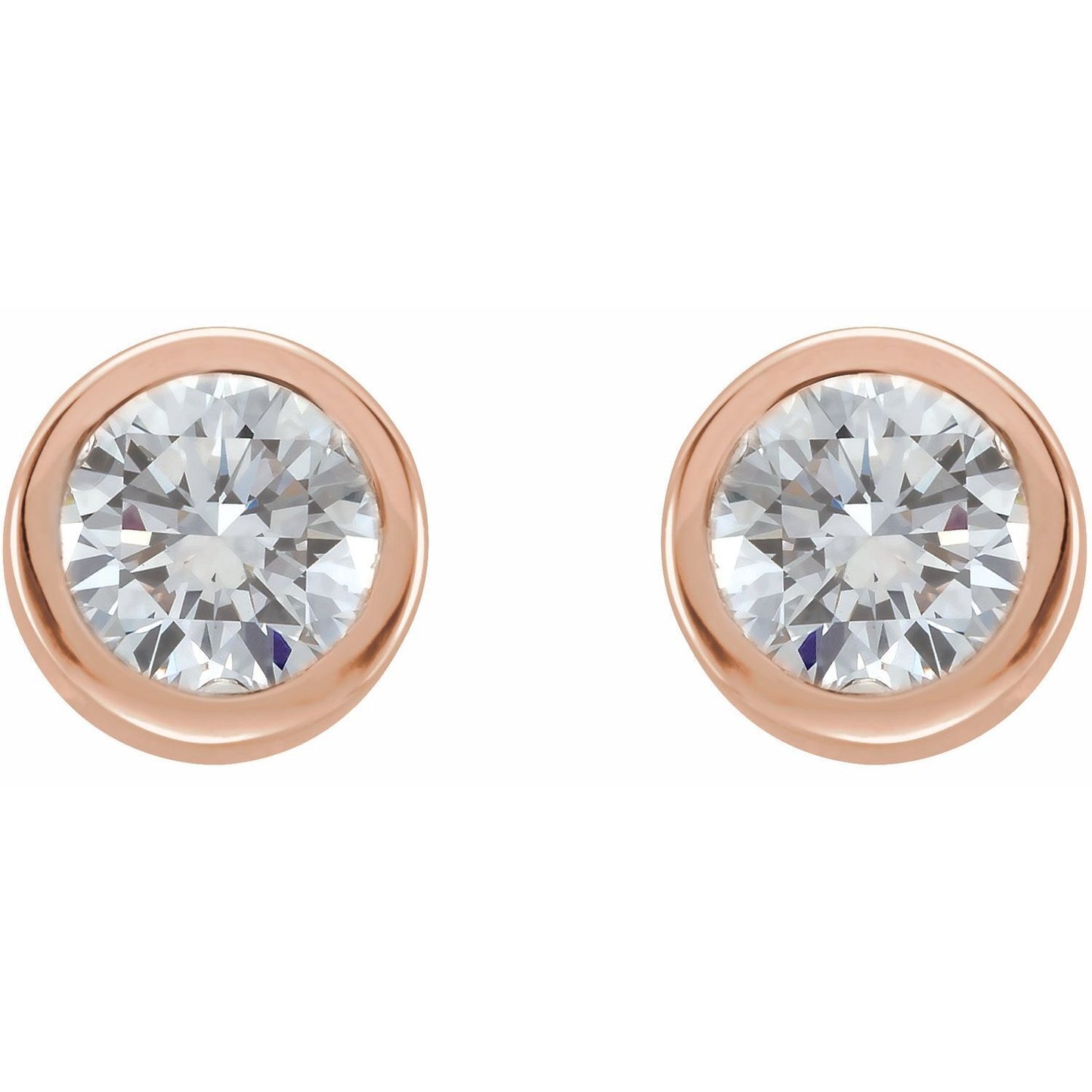 Gift for Mothers 14k Rose Gold 1/2 CTW Natural Diamond Bezel-Set Stud Earrings