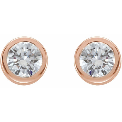 Gift for Mothers 14k Rose Gold 1/2 CTW Natural Diamond Bezel-Set Stud Earrings