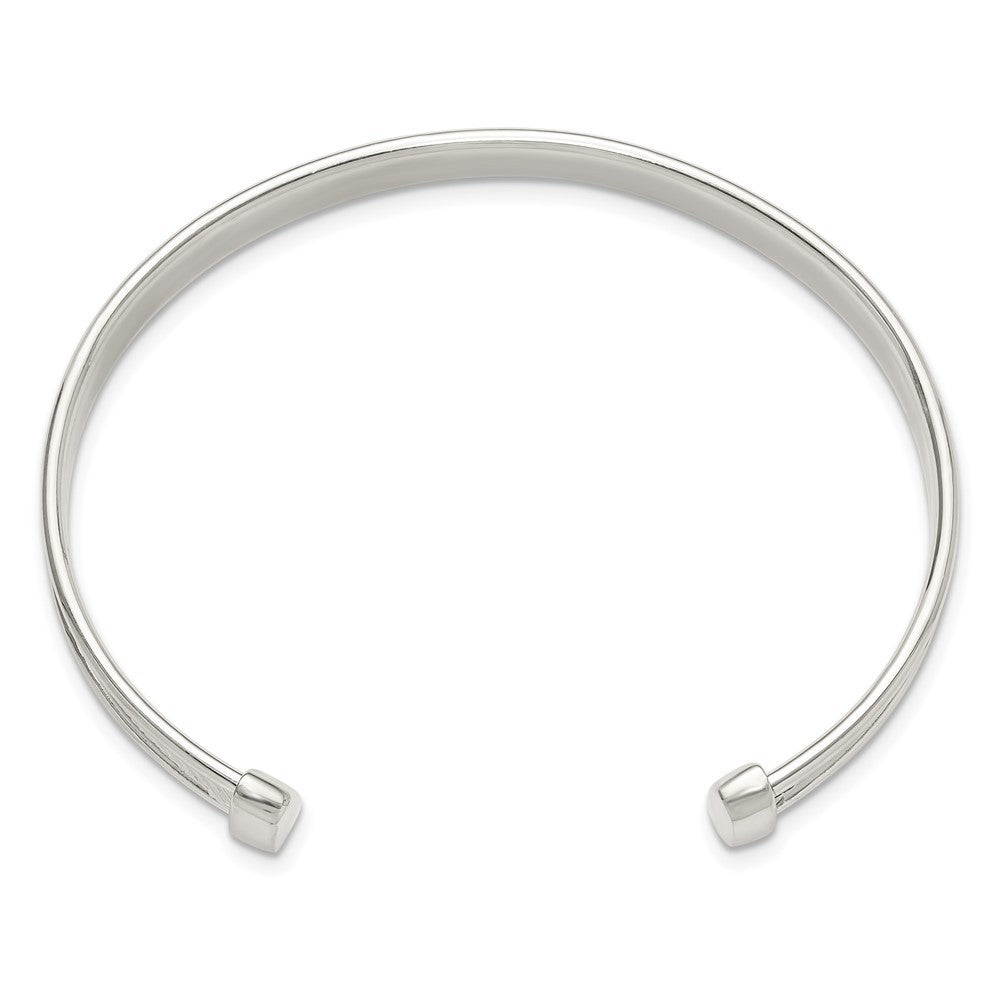 Sterling Silver Polished Textured Cuff Bangle Bracelet